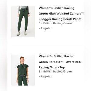 Figs Limited Edition British Racing Green Zamora Jogger Pants and Rafaela Top